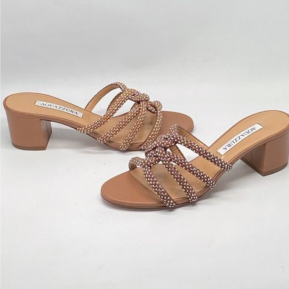 Aquazzura Crystal Leather Sandals size 36.5 - Picture 7 of 14